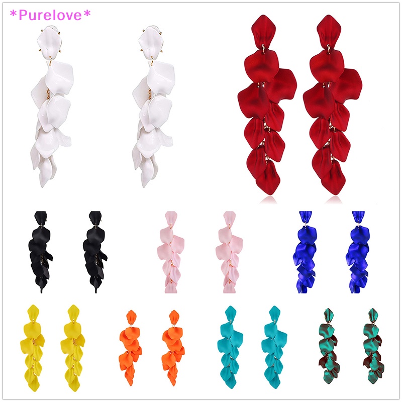 1 Đôi Bông Tai Dáng Dài Hình Cánh Hoa Bằng Acrylic Phong Cách Hàn Quốc Cho Nữ Mới