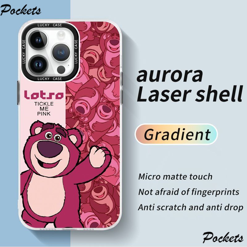 Ốp Điện Thoại IMD Màu Laser Hình Gấu Hồng Cho Iphonexr12678Plus 1314 promax