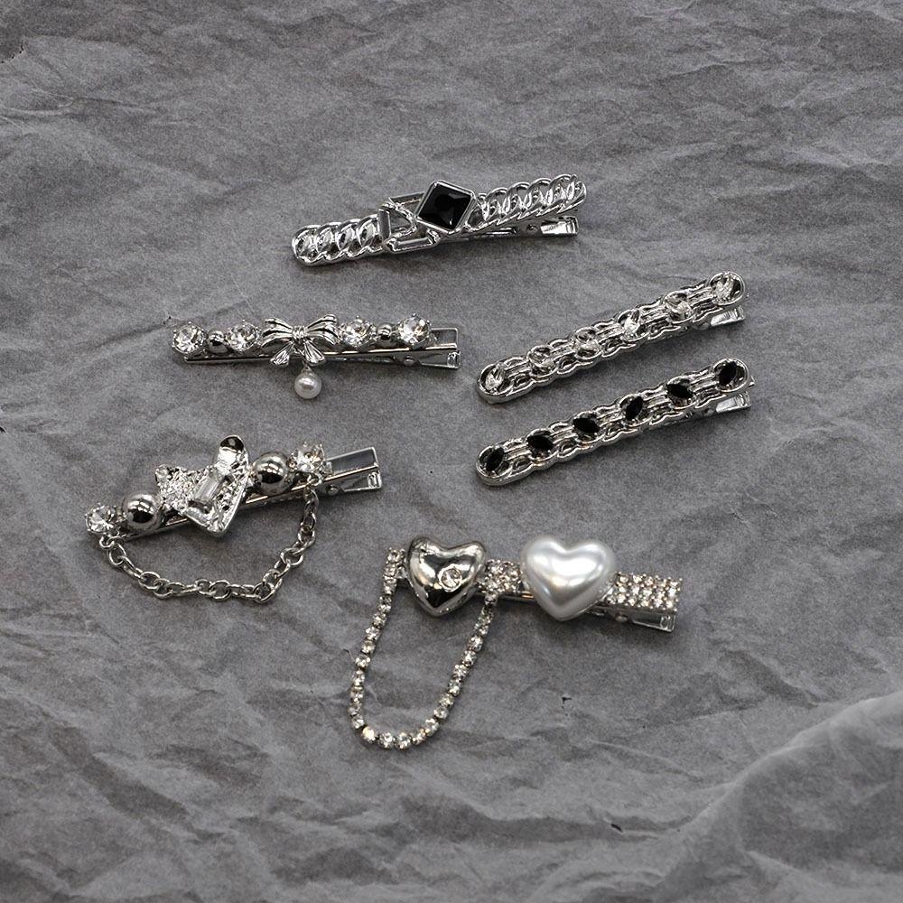 Kẹp Tóc Tua Rua Hình Trái Tim Đính Đá Phong Cách Lolita