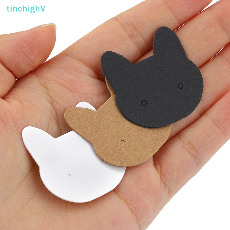 Set 100 Thẻ Giấy Các Tông Hình Mèo Dùng Để Trưng Bày Bông Tai / Vòng cổ DIY