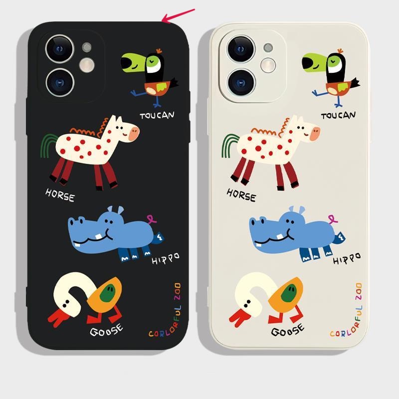 Animal family black cartoon case điện thoại chống rơi cho iphone 7 7plus 8 8plus xs xr 11 12 13 14 pro plus promax