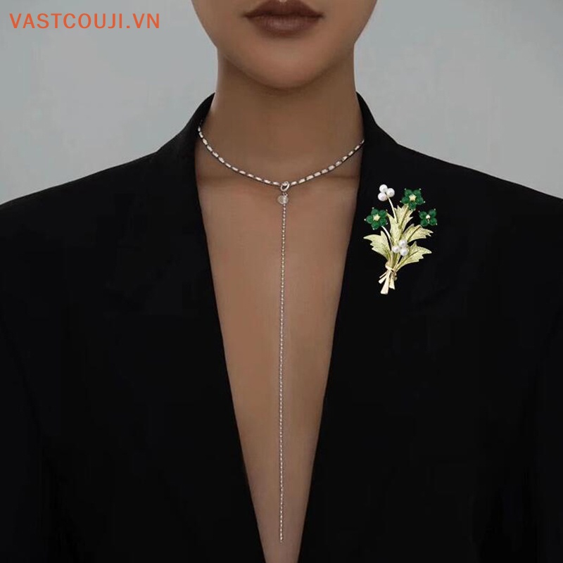 Ghim Cài Áo Hình Bó Hoa Đính Đá Phong Cách Âu Mỹ Thời Trang Cho Nữ VN