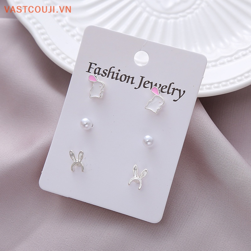 Khuyên Tai Hình Học Đính Ngọc Trai Và Pha Lê Thời Trang Hàn Quốc Hiện Đại Cho Nữ