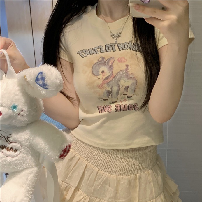 Áo Thun Tay Ngắn Hở Vai Dáng Ôm Phong Cách Mùa Hè Mới Cho Nữ