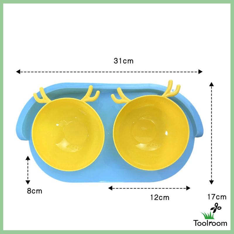 Bát Đựng Thức Ăn Nước Uống Hai Ngăn Có Thể Uốn Cong Cho Thú Cưng