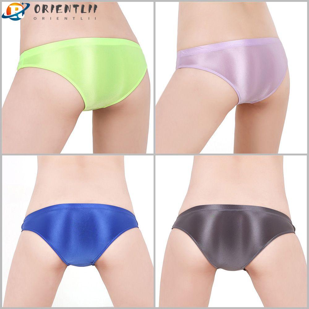 ORIENTLII Quần Lót Satin Bóng Lưng Thấp Quyến Rũ Cho Nữ