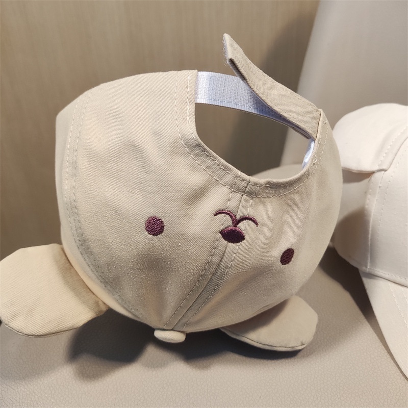 Nón Lưỡi Trai Cotton Màu Sắc Đơn Giản Thêu Hình Gấu Dễ Thương