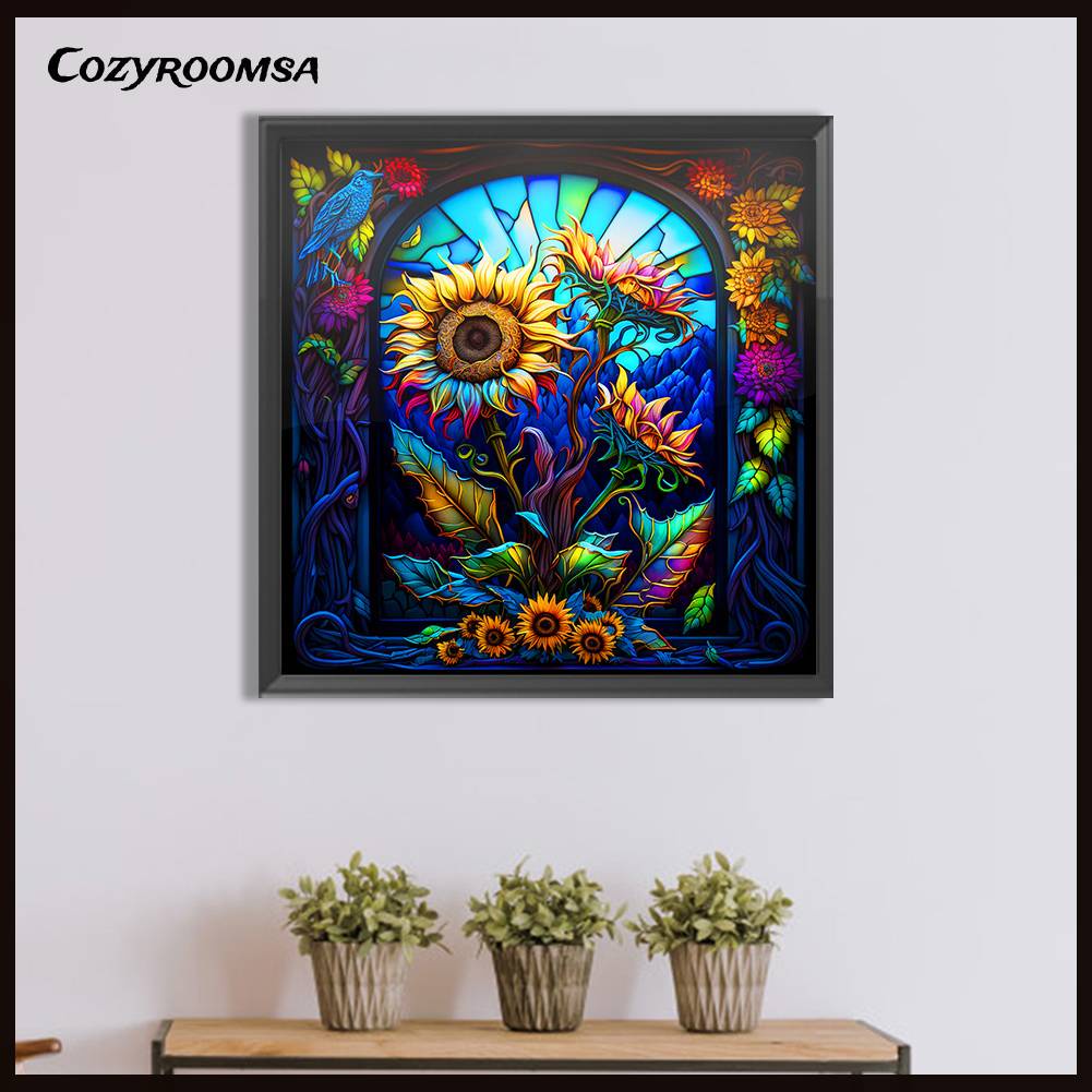 Tranh Đính Đá Kim Cương Toàn Bộ 5D DIY Hình Vẽ Hoa Hướng Dương