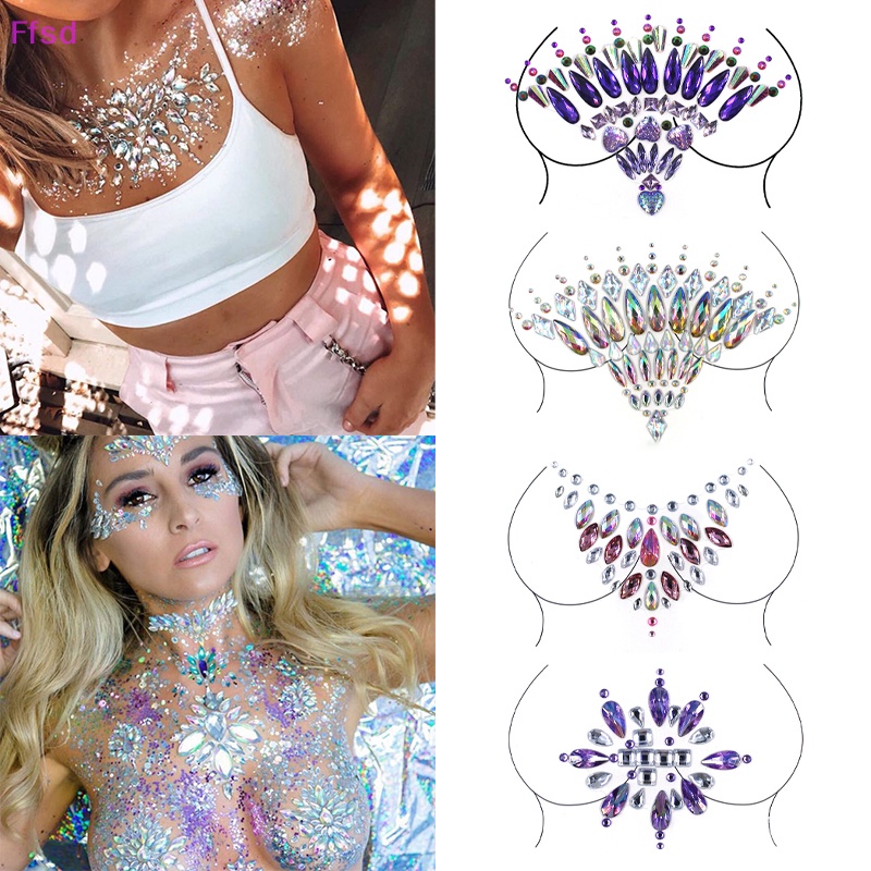 Miếng Dán Ngực Pha Lê 3D Lấp Lánh Gợi Cảm Cho Nữ