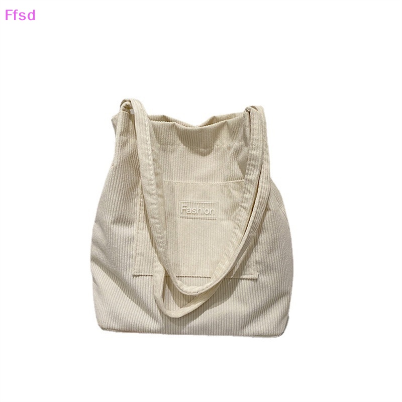 {Ffsd} Túi Tote Mua Sắm Đeo Vai Bằng Vải Nhung Cotton Có Thể Tái Sử Dụng Cho Nữ * Bán Chạy