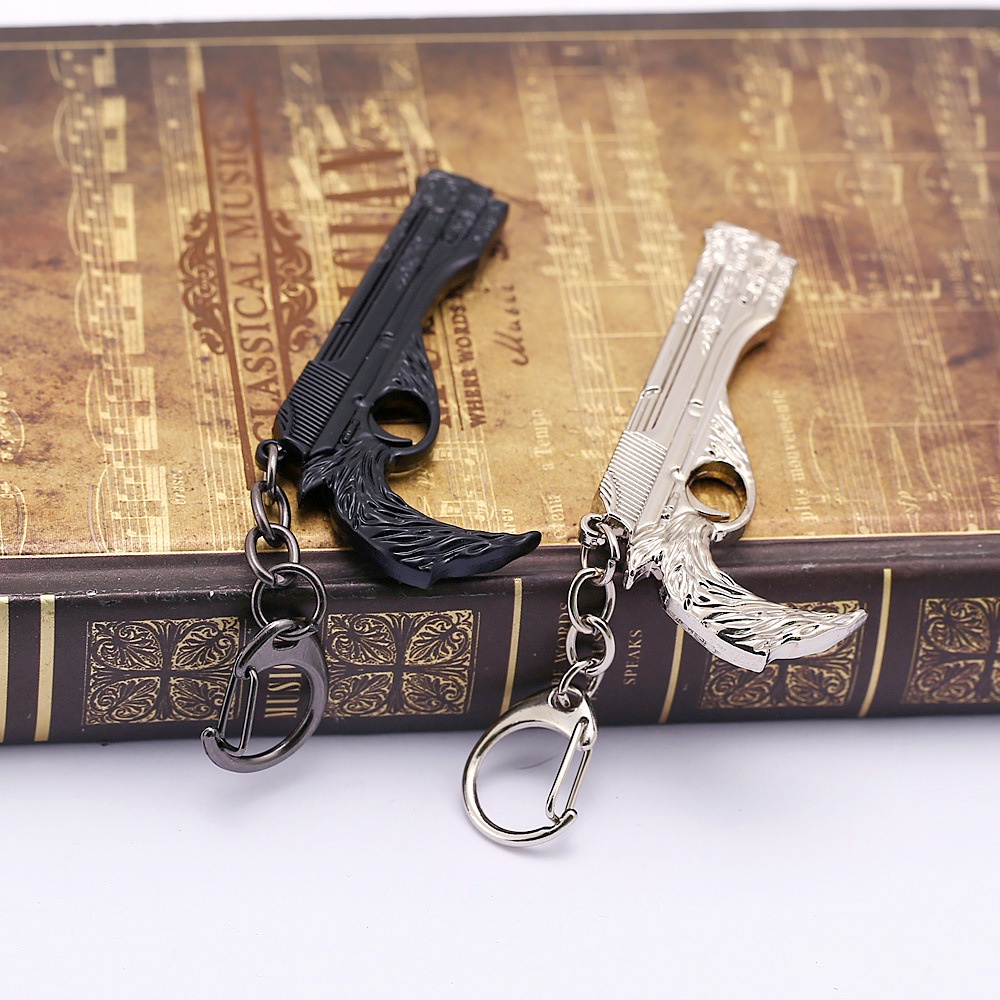Trò chơi devil may cry key chain nero blue rose ebony & white ivory keychain for men dmc 5 dante metal key ring người hâm mộ bộ sưu tập trang sức bên