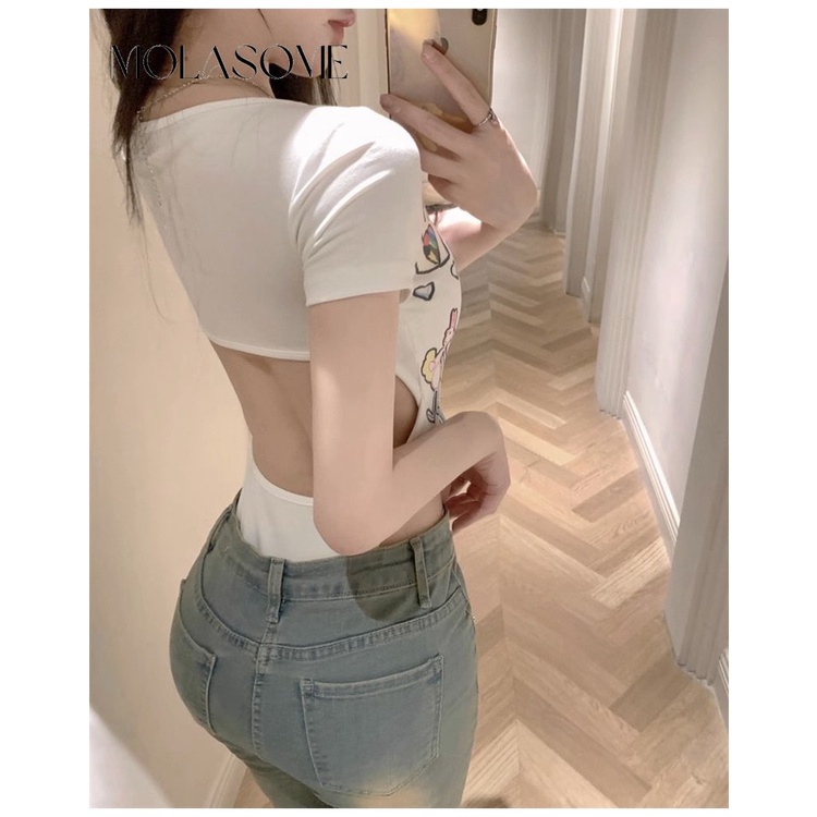 Áo Liền Quần Ngắn Tay Cổ Tròn Màu Trơn Thời Trang 2023 Cho Nữ