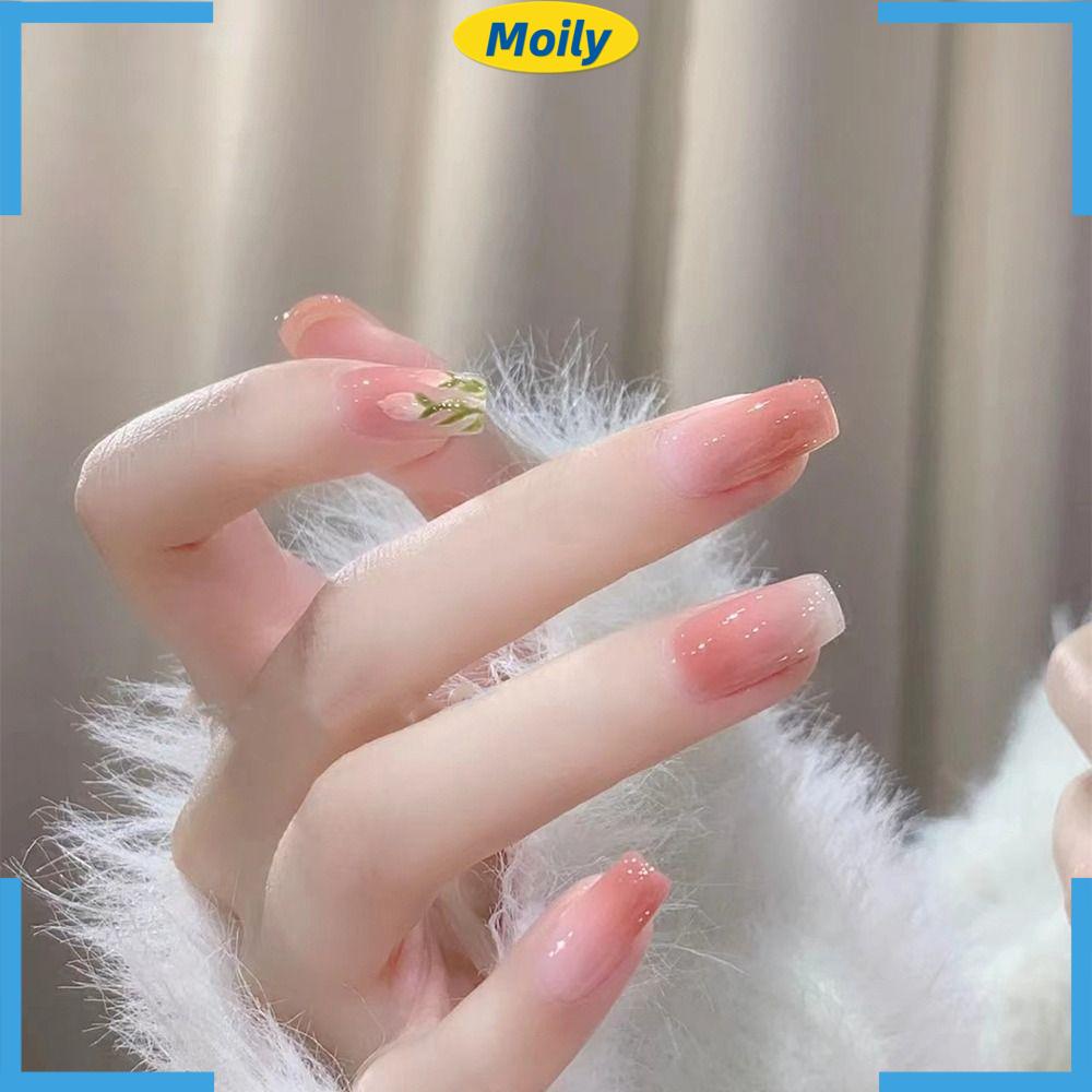 MOILYVN Móng Tay Giả Acrylic Dạng Nhấn Dài Vừa Thời Trang Cho Nữ