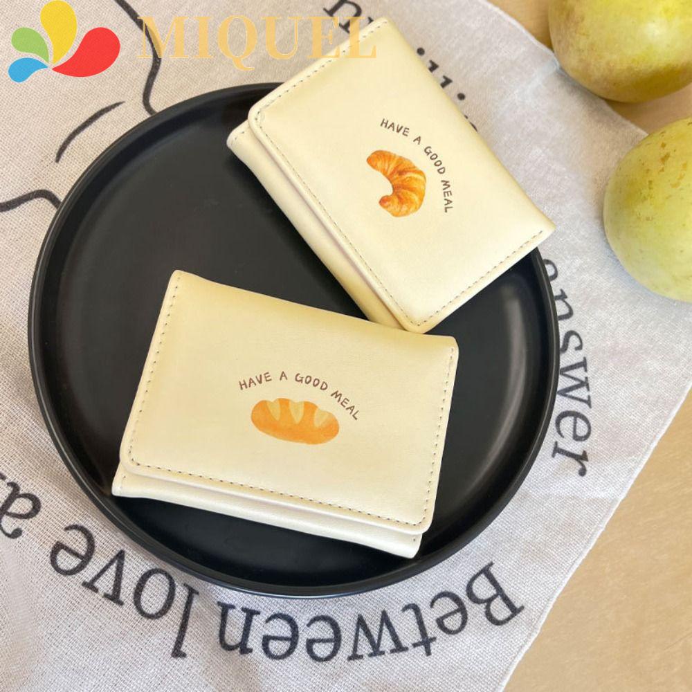 MIQUEL Ví Da PU Nhiều Ngăn Đựng Thẻ / Tiền Xu / Bánh Mì Dễ Thương Cho Nữ