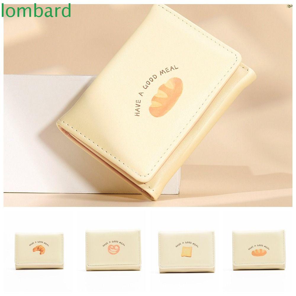 LOMBARD Ví Da PU Đựng Thẻ / Tiền Xu Ba Ngăn Dạng Gập Nhỏ Gọn Dành Cho Học Sinh