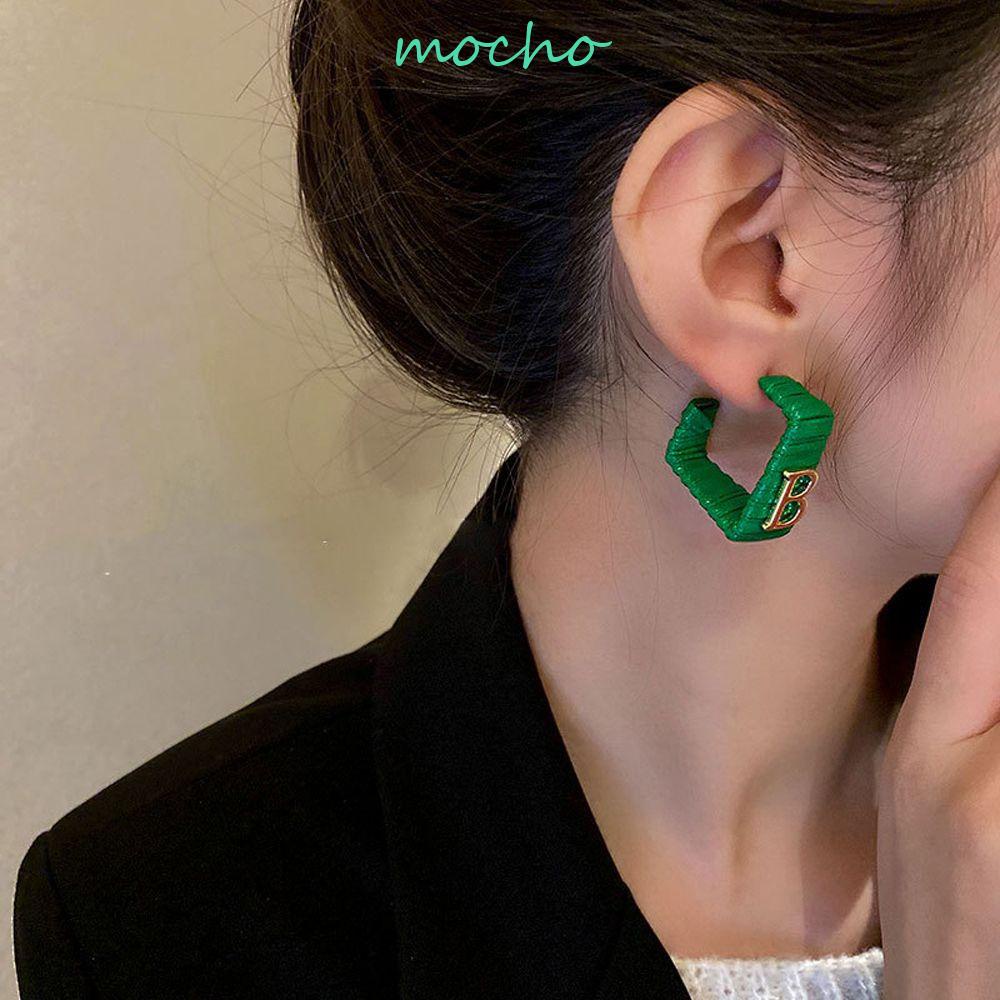 MOCHO Đôi Khuyên Tai HìNh Vuông HọA TiếT Chữ KiểU Vintage ThờI Trang Cho Nữ