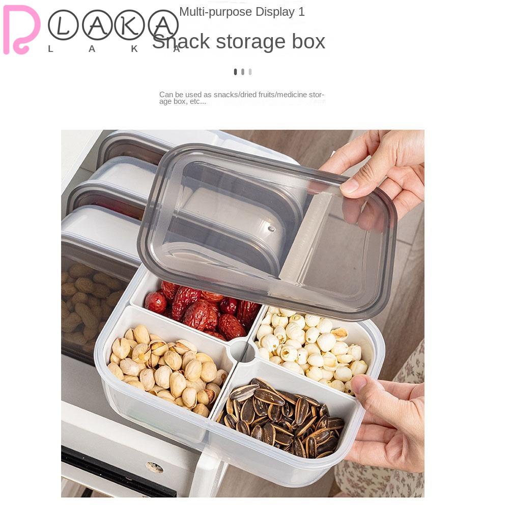 LAKAMIER Hộp Đựng Thực Phẩm 2 / 3 / 4 Ngăn Bằng Nhựa Màu Xám Mới Cho Nhà Bếp