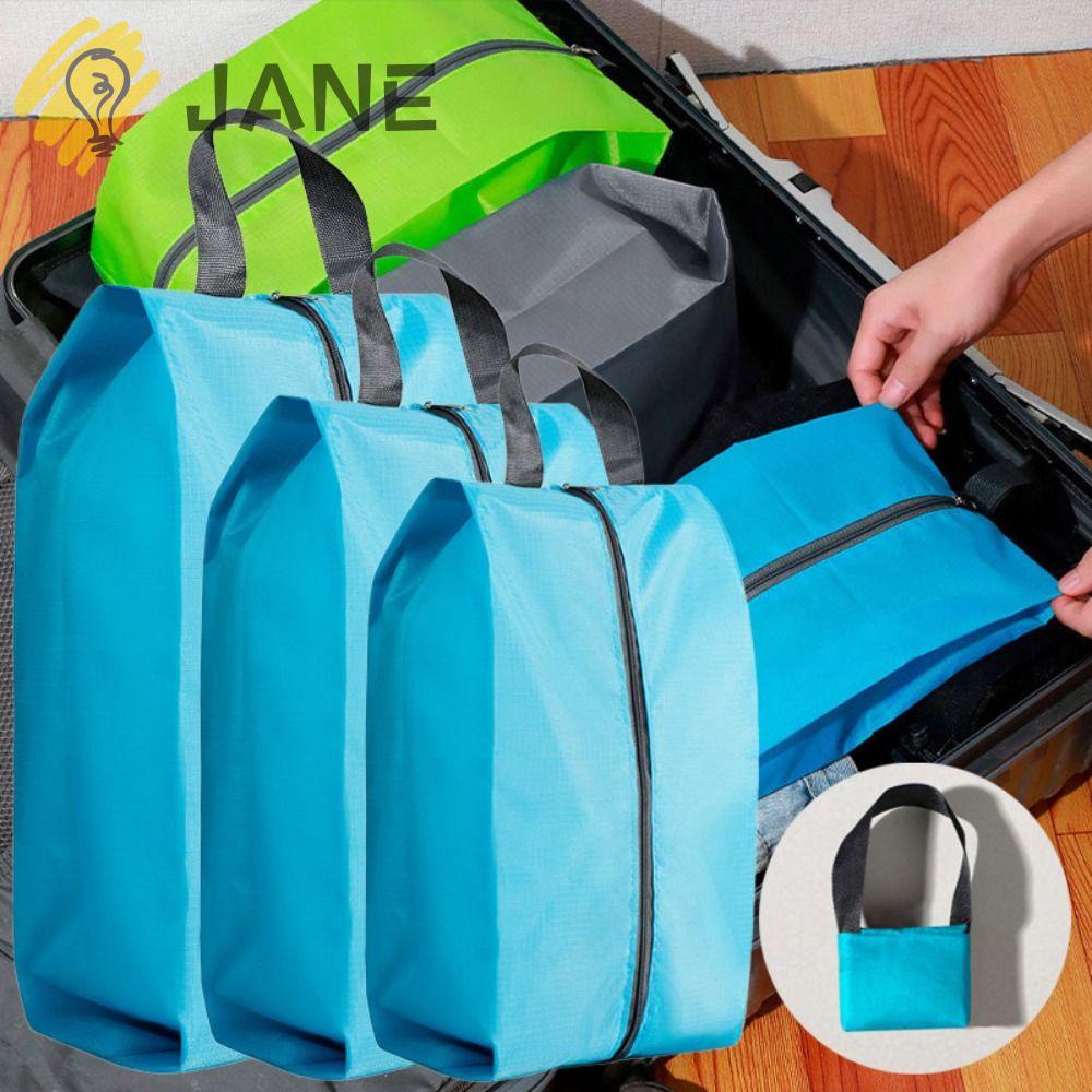 JANE Bộ 4 Túi Đựng Giày Có Khóa Kéo Chống Bụi Chống Thấm Nước Tiện Dụng Mang Theo Du Lịch