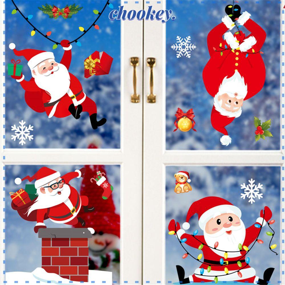 CHOOKEY Sticker Dán Cửa Sổ Theo Phong Cách Giáng Sinh