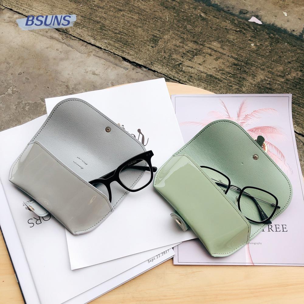 BSUNS Túi Đựng Mắt Kính Bằng Da PU Màu Trơn Thời Trang Kèm Dây Đeo Cho Nam