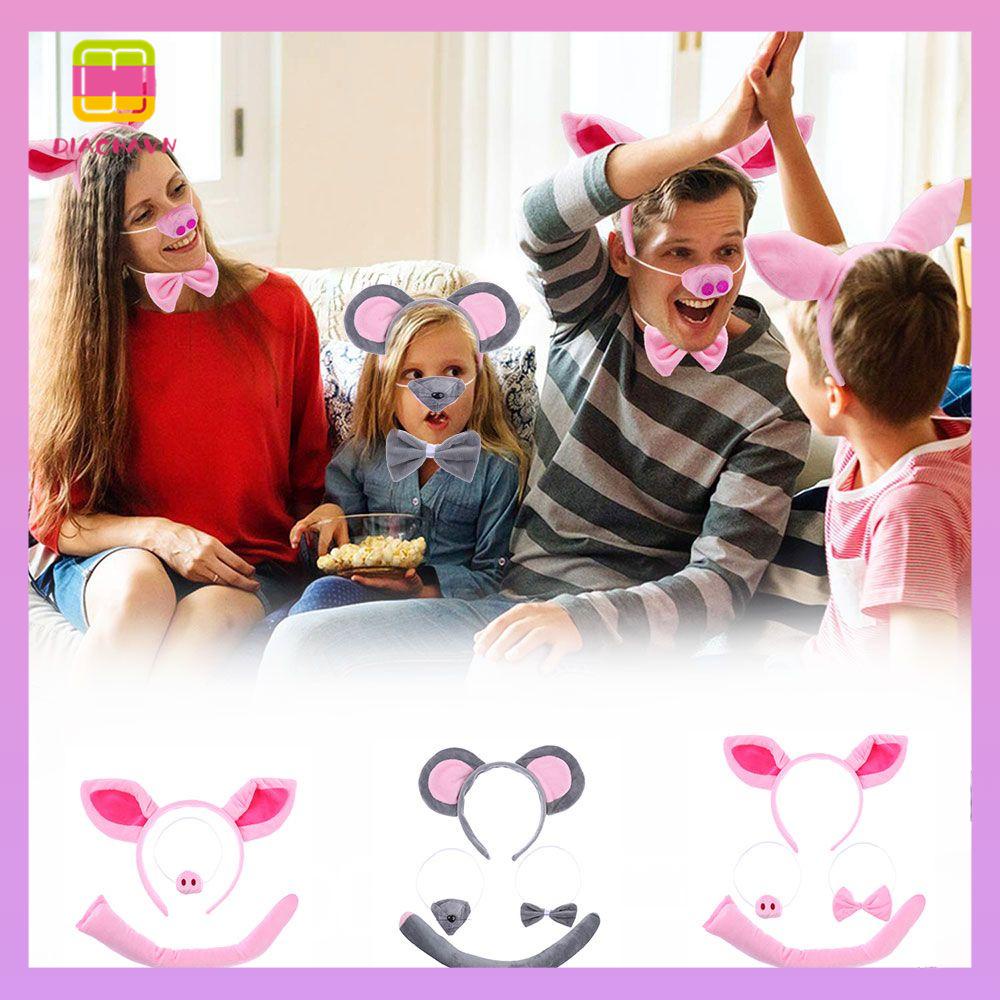 DIACHAVN Bộ Phụ Kiện Hóa Trang Chú Heo Hồng Vui Nhộn Cho Người Lớn Và Trẻ Em