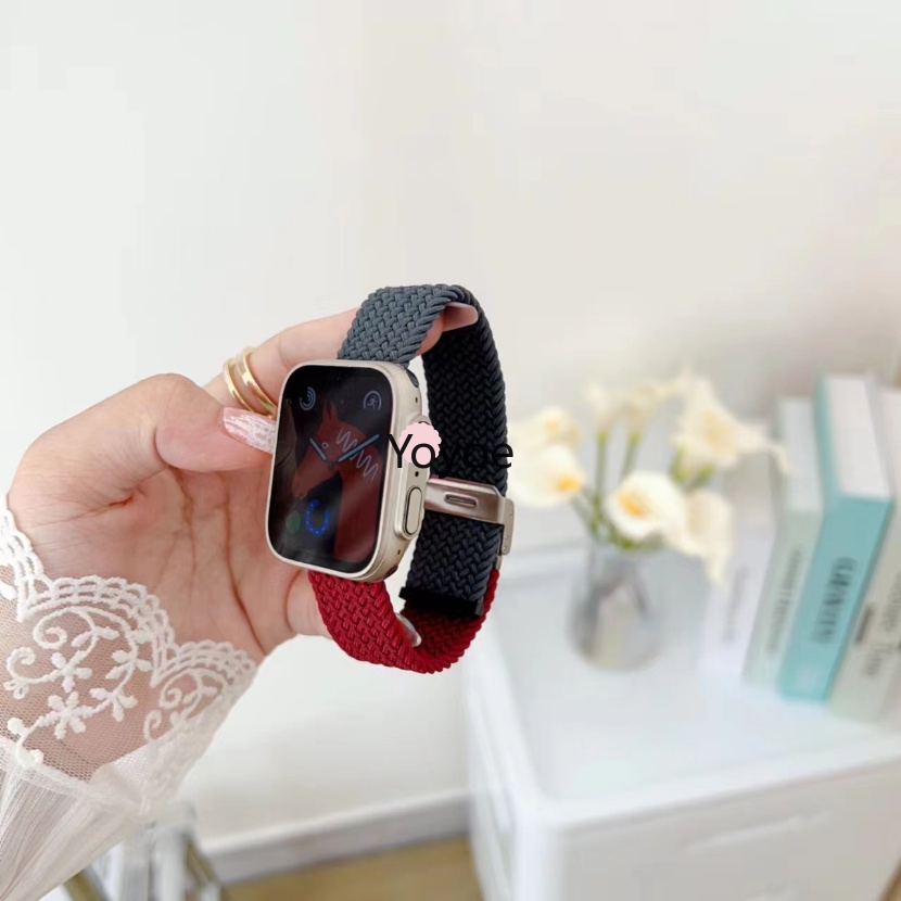 Dây Đeo Đồng Hồ Dạng Bện Bằng Nylon Co Giãn Hai Màu 49mm 42 / 44 / 45 / 49mm 41 / 40 / 38mm Cho iWatch Series 3 / 4 / 5 / 6 / SE 7 Ultra 8