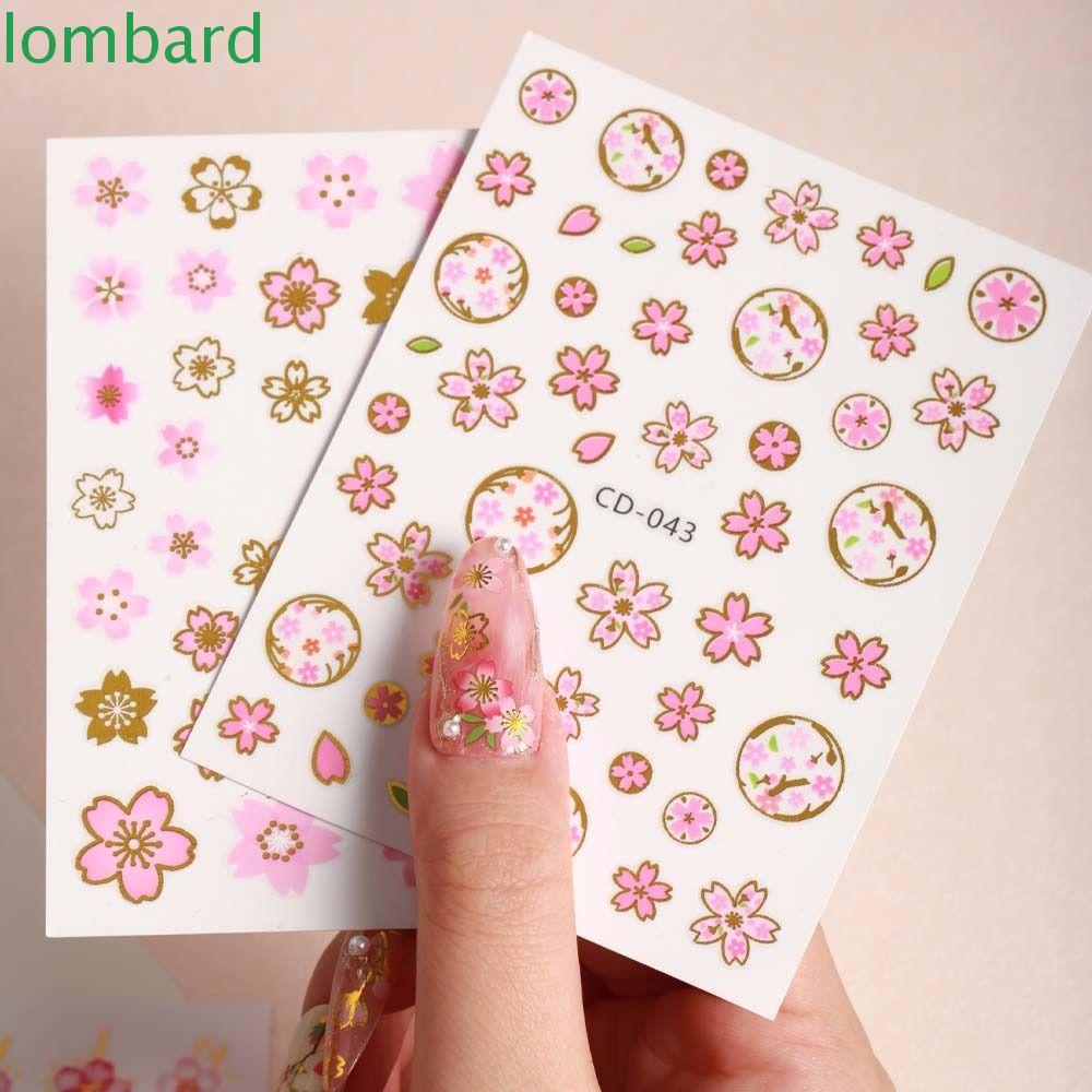 LOMBARD Miếng Dán Trang Trí Móng Tay Hình Hoa Lá Thời Trang