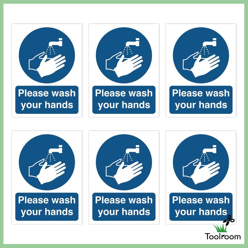 Bộ 6 Miếng Dán Biển Báo Rửa Tay Cho Nhà Vệ Sinh