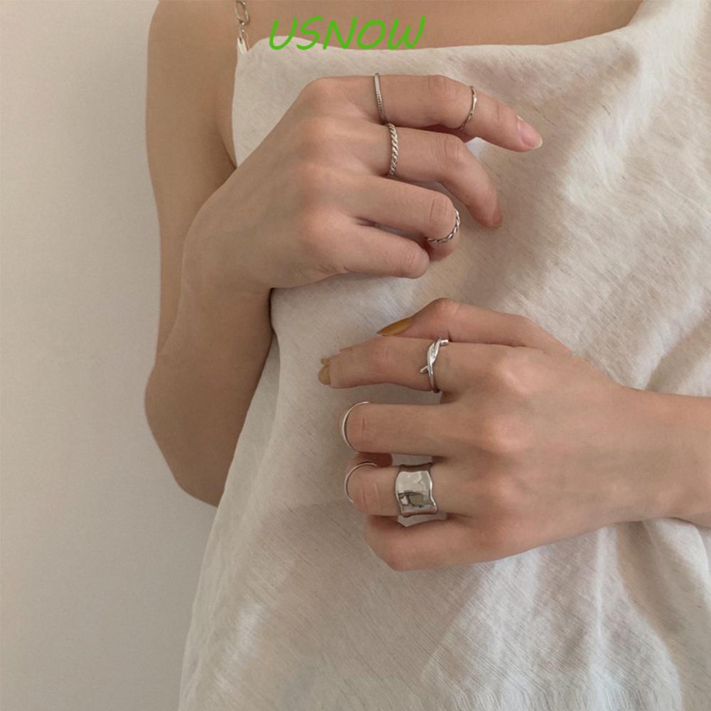 USNOW Set 8 Nhẫn Kim Loại Thiết Kế Đơn Giản Cho Nữ