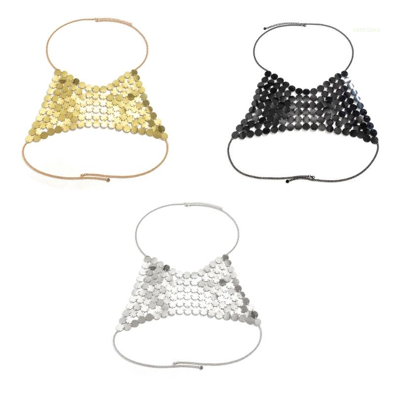 San * Dây Xích Đeo Cổ Phối Lưới Tròn Trang Trí Cơ Thể Phong Cách Âu Mỹ Mùa Hè Kèm Phụ Kiện