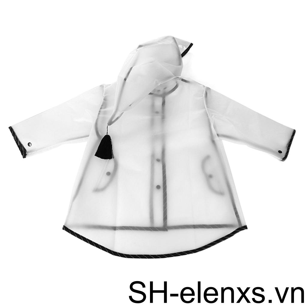 Áo Mưa EVA Trong Suốt Chống Nước Có Mũ Trùm Phối Tua Rua Thời Trang Cho Bé Trai Và Gái