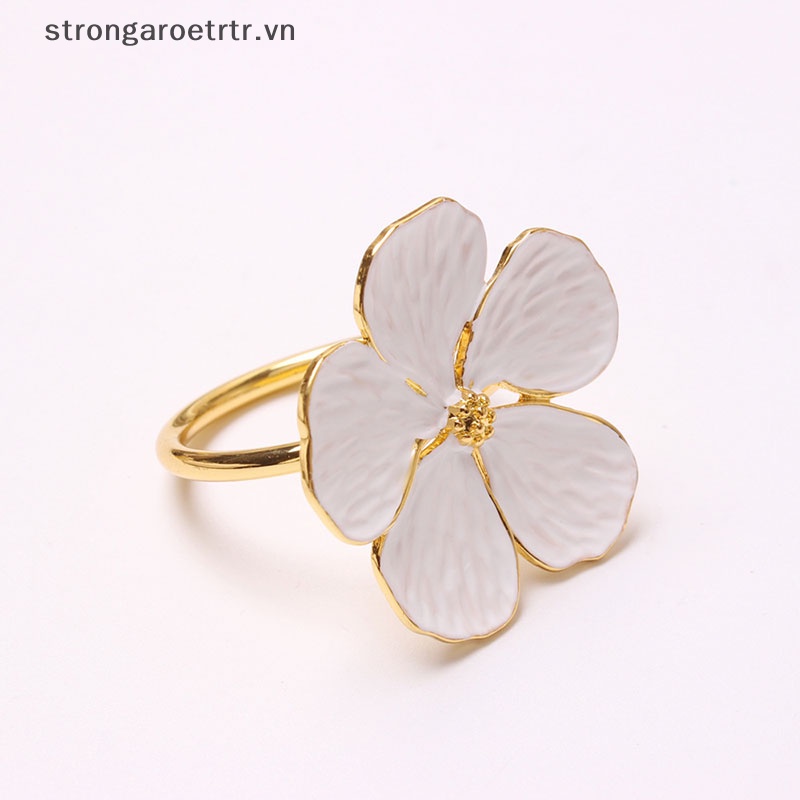Set 5 Vòng Nhẫn Giữ Khăn Ăn Hình Hoa Mận Đơn Giản Mạnh Mẽ Dùng Trong Đám Cưới