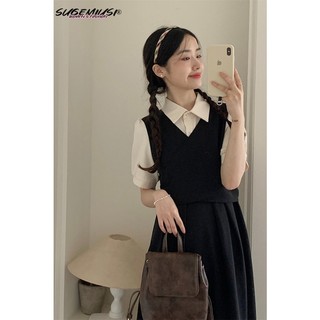 Đầm Đen Giả Hai Lớp Thời Trang Cho Nữ Sinh