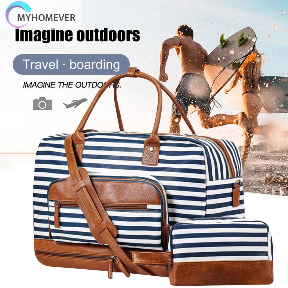 Túi Xách Canvas Cỡ Lớn Có Ngăn Đựng Đồ Khô / Ướt Tiện Dụng Cho Nam Và Nữ