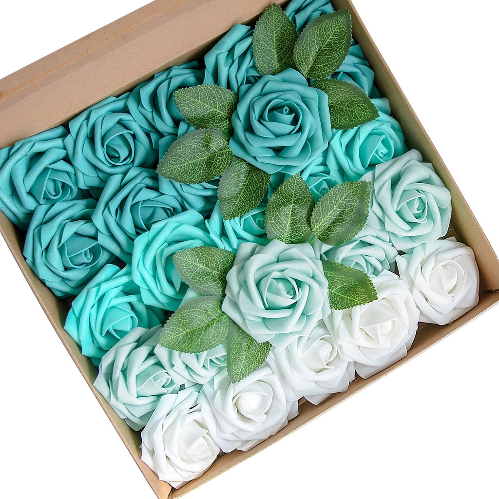 1 Bộ Hoa Hồng Giả Không Có Nước Thật 25 Màu Trang Trí Ngày Valentine