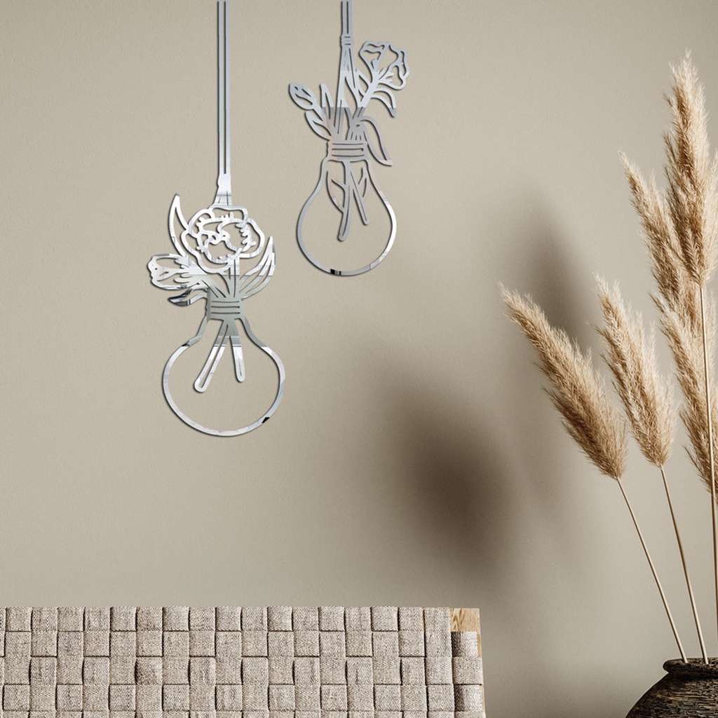 Miếng Dán Tường Trang Trí Tráng Gương Hình Bóng Đèn 3D Bằng Acrylic DIY Dành Cho Nhà Cửa