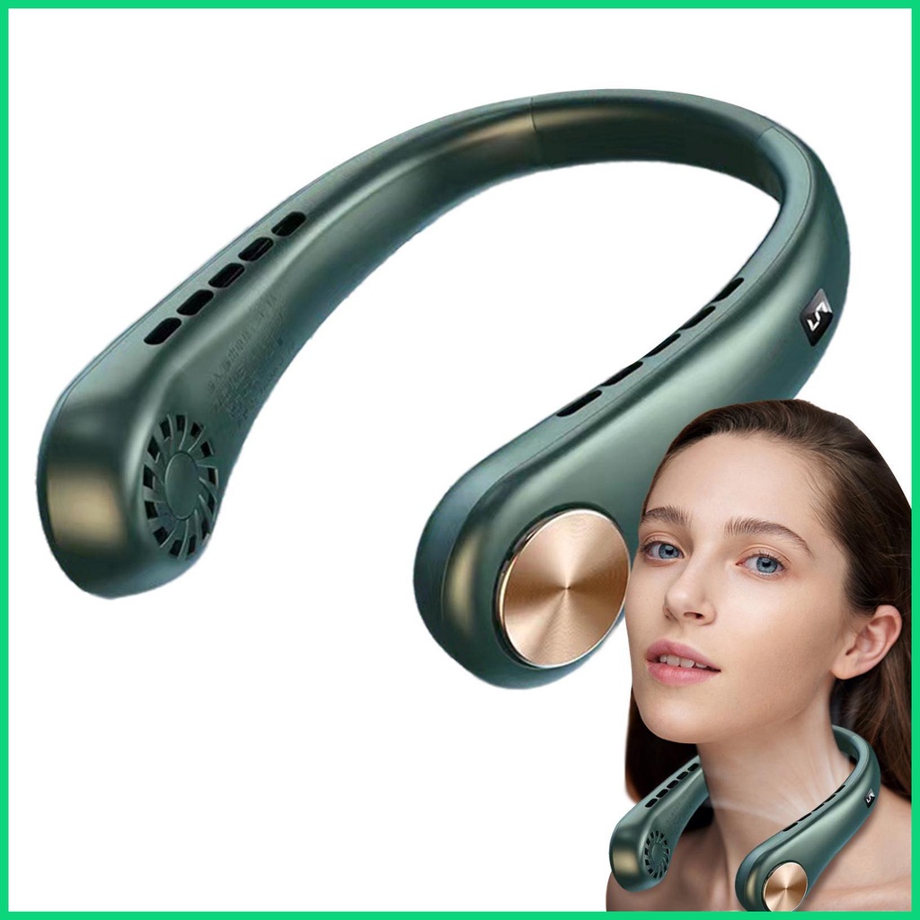 Quạt Đeo Cổ Không Cánh Có Thể Điều Chỉnh Và Sạc Lại Kèm Đèn LED Hiển Thị Rảnh Tay Gió Mạnh jiwvn Jwvn