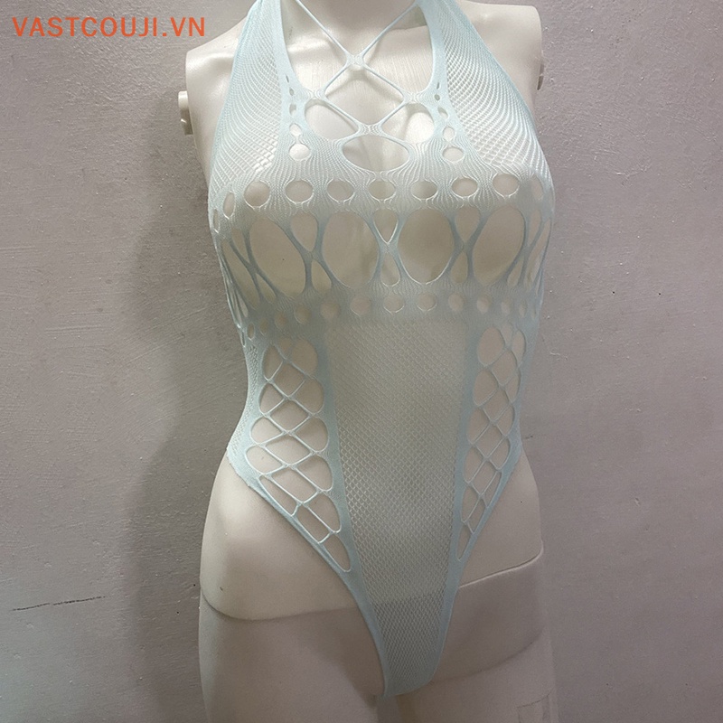 Vastji Bộ Đồ Ngủ Áo liền quần Lưới Xuyên Thấu Hóa Trang Quyến Rũ Cho Nữ