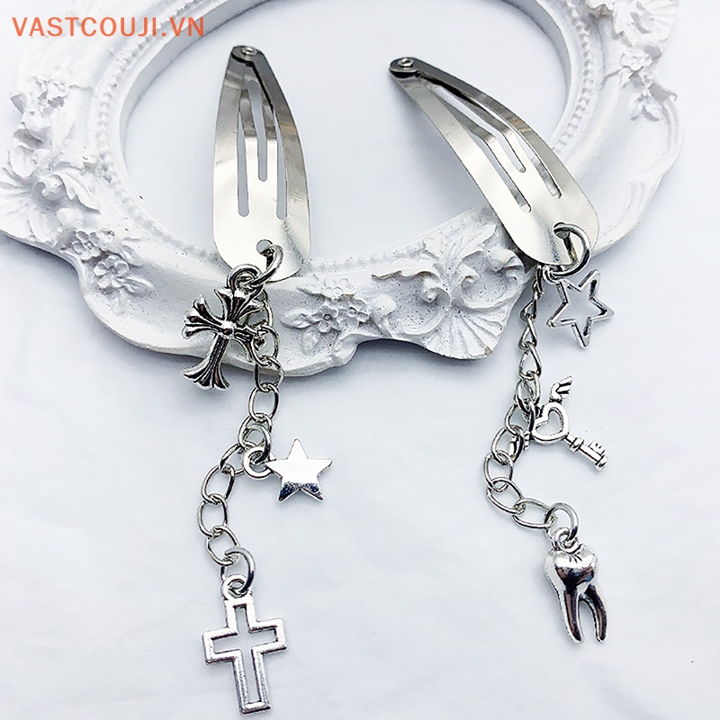 Kẹp Tóc Kim Loại Hình Thánh Giá Phong Cách Punk Hiphop VASTJI Y2K 2023