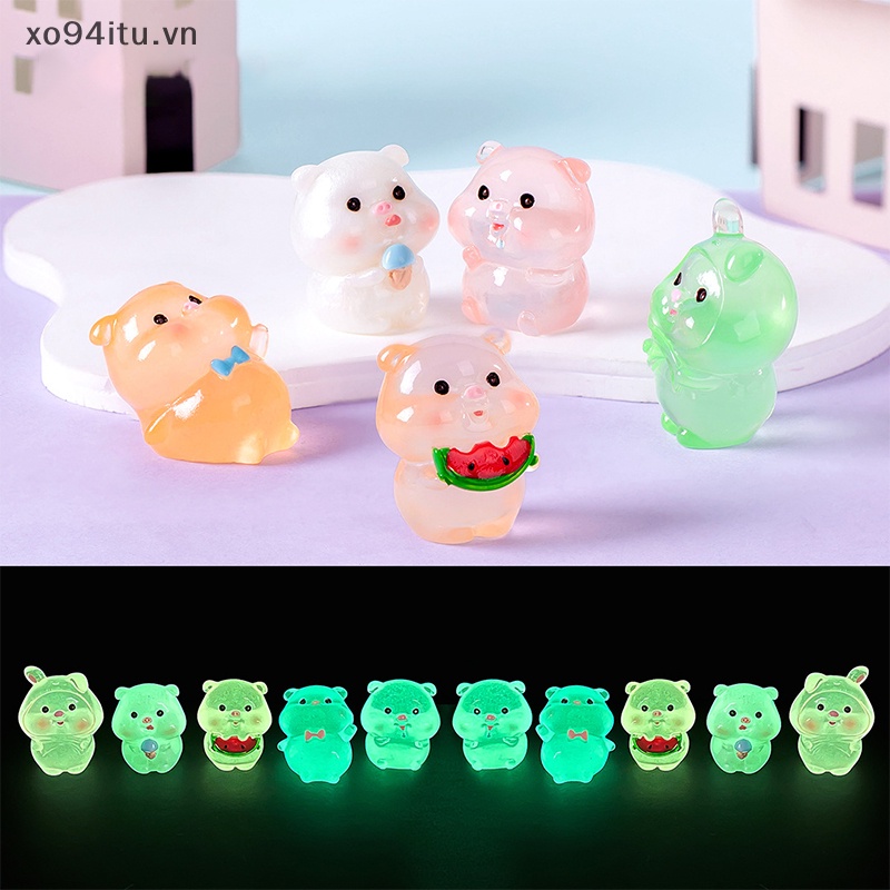 Mô Hình Chú Heo Mập Mạp Mini Bằng Nhựa Resin Phát Sáng Để Bàn Trang Trí Tiểu Cảnh / Xe Hơi