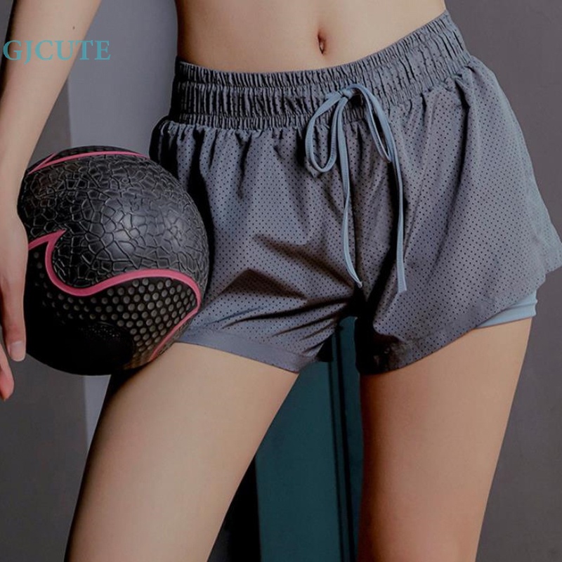 Quần Short Thể Thao Lưng Cao Dáng Rộng Khô Nhanh Chống Trượt Thoáng Khí Thời Trang Mùa Hè Cho Nữ