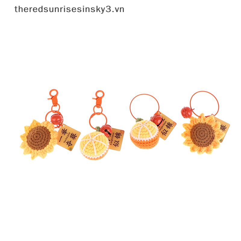 Móc Khóa Hình Hoa Hướng Dương Đan Len Thủ Công Sáng Tạo Lưng