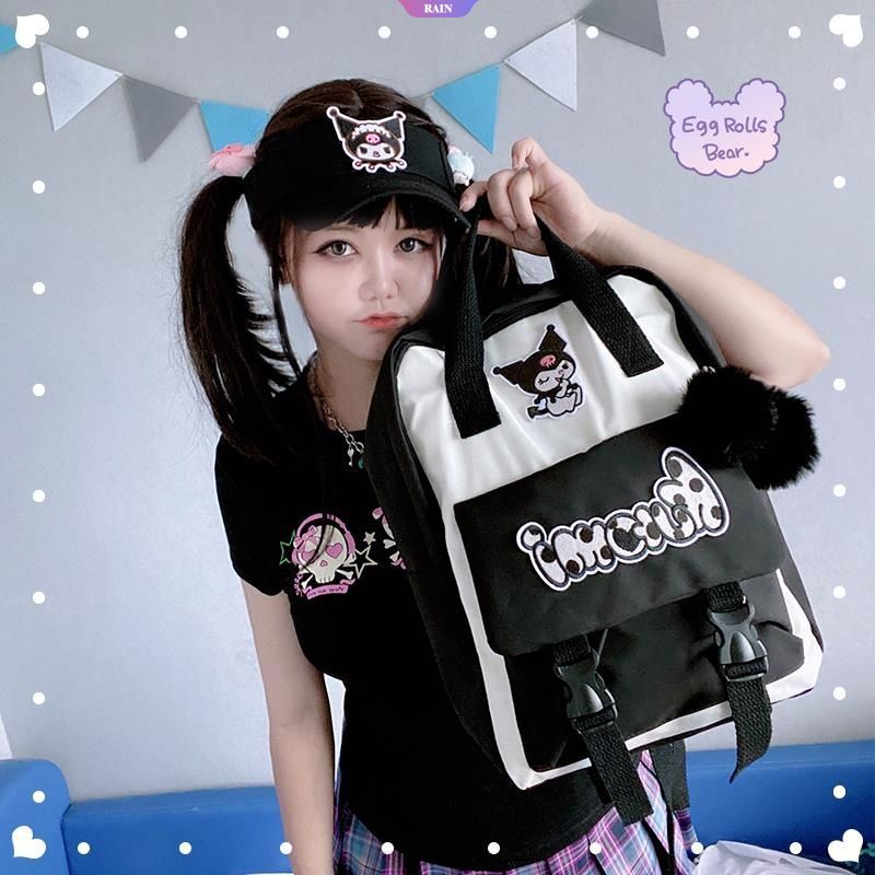 Ba Lô Nylon Sức Chứa Lớn Thêu Họa Tiết Hoạt Hình Sanrio Cinnamoroll My Melody Kuromi Dễ Thương Phong Cách Nhật Bản Cho Nữ [RAIN]