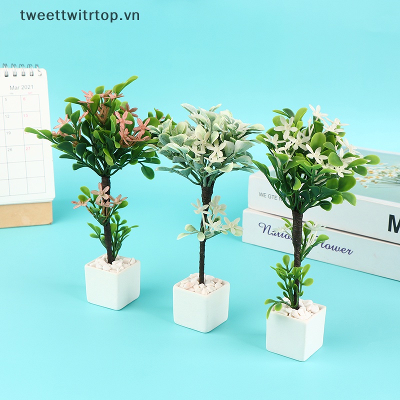 Chậu Cây Giả Mini Trang Trí Nhà Búp Bê Tỉ Lệ 1 / 12