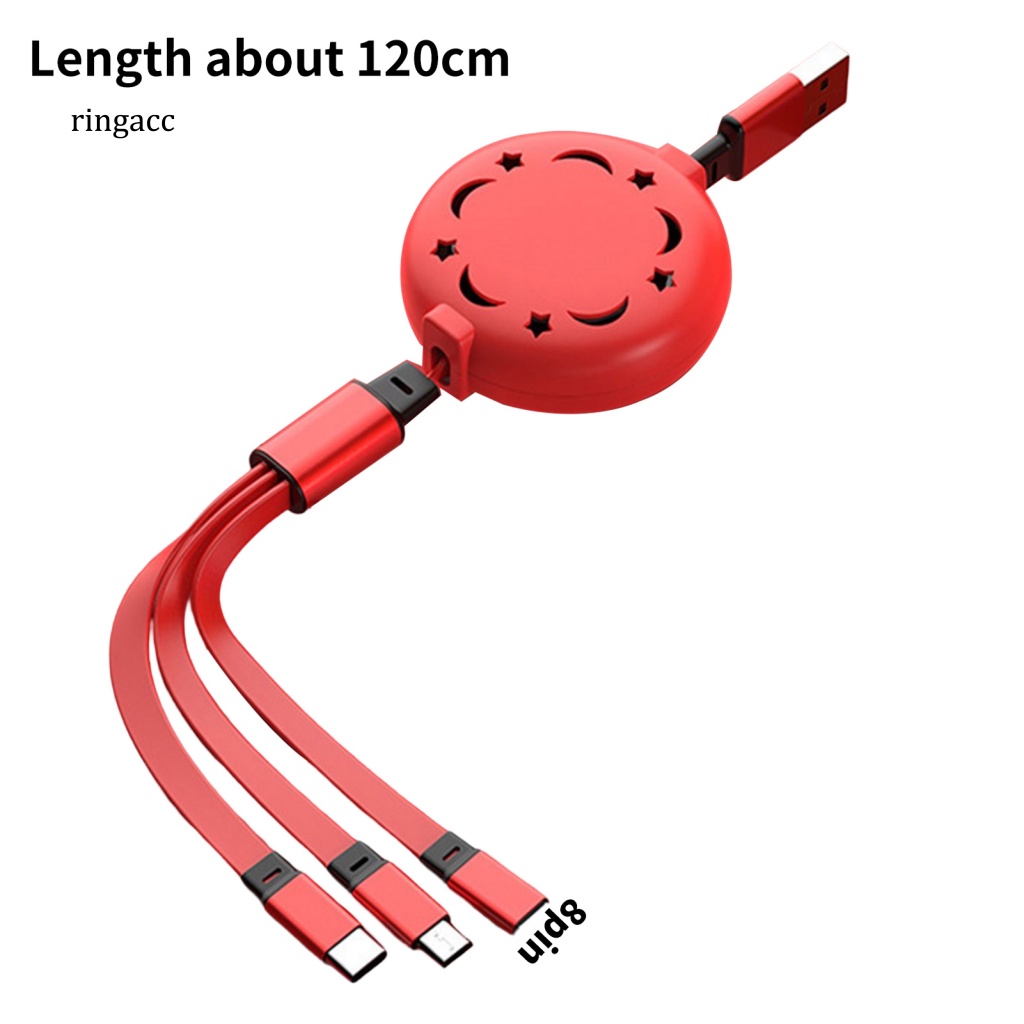 Dây Cáp Sạc RGA 3 Trong 1 Cổng Micro USB Type-C 8Pin Cho Điện Thoại