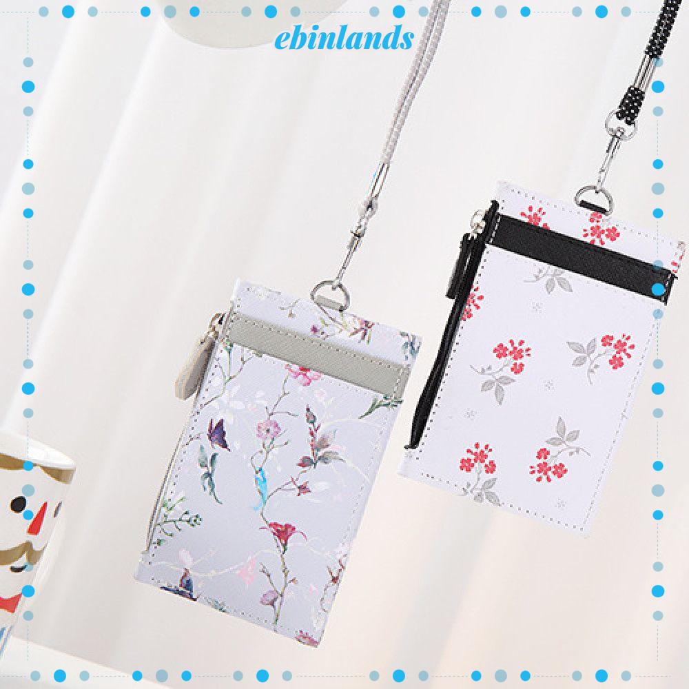EBINLANDS Ví Đựng Thẻ Đa Năng Họa Tiết Hoa Xinh Xắn Theo Phong Cách Hàn Quốc