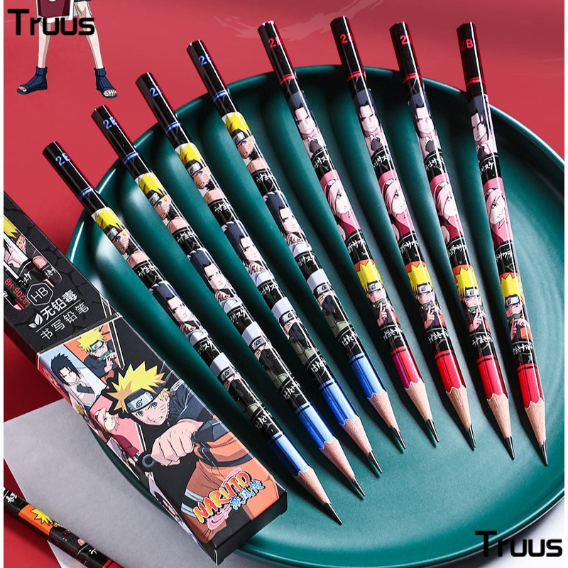 Bút Chì 2B HB Không Độc Hại Họa Tiết Hoạt Hình Naruto Lục Giác Mạnh Mẽ Sáng Tạo Dành Cho Học Sinh Tiểu Học