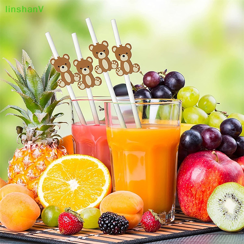 Ống Hút Giấy Hình Gấu Nâu Dùng Một Lần