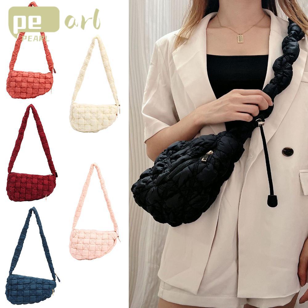 PEARLVN Túi Đeo Vai Hình Đám Mây Xếp Ly Cỡ Lớn Chất Liệu Nilon Sang Trọng