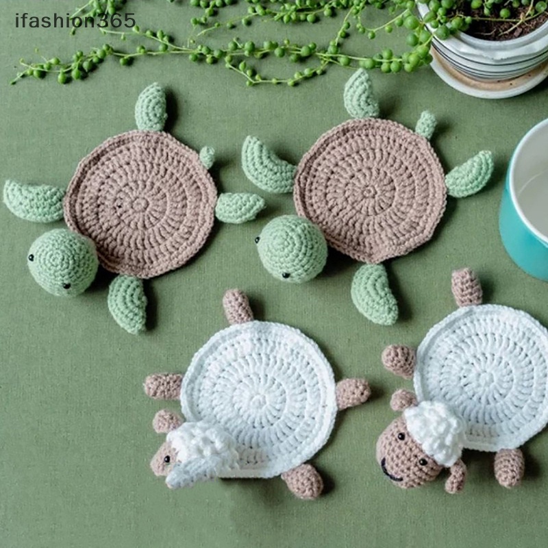 [ifashion365] Đế Lót Cốc Dệt Kim Hình Rùa Dễ Thương Lót Tách Trà Cho Tiệc Halloween